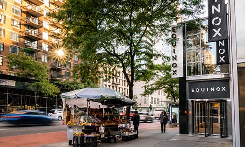 grocery stand outside of Equinox building